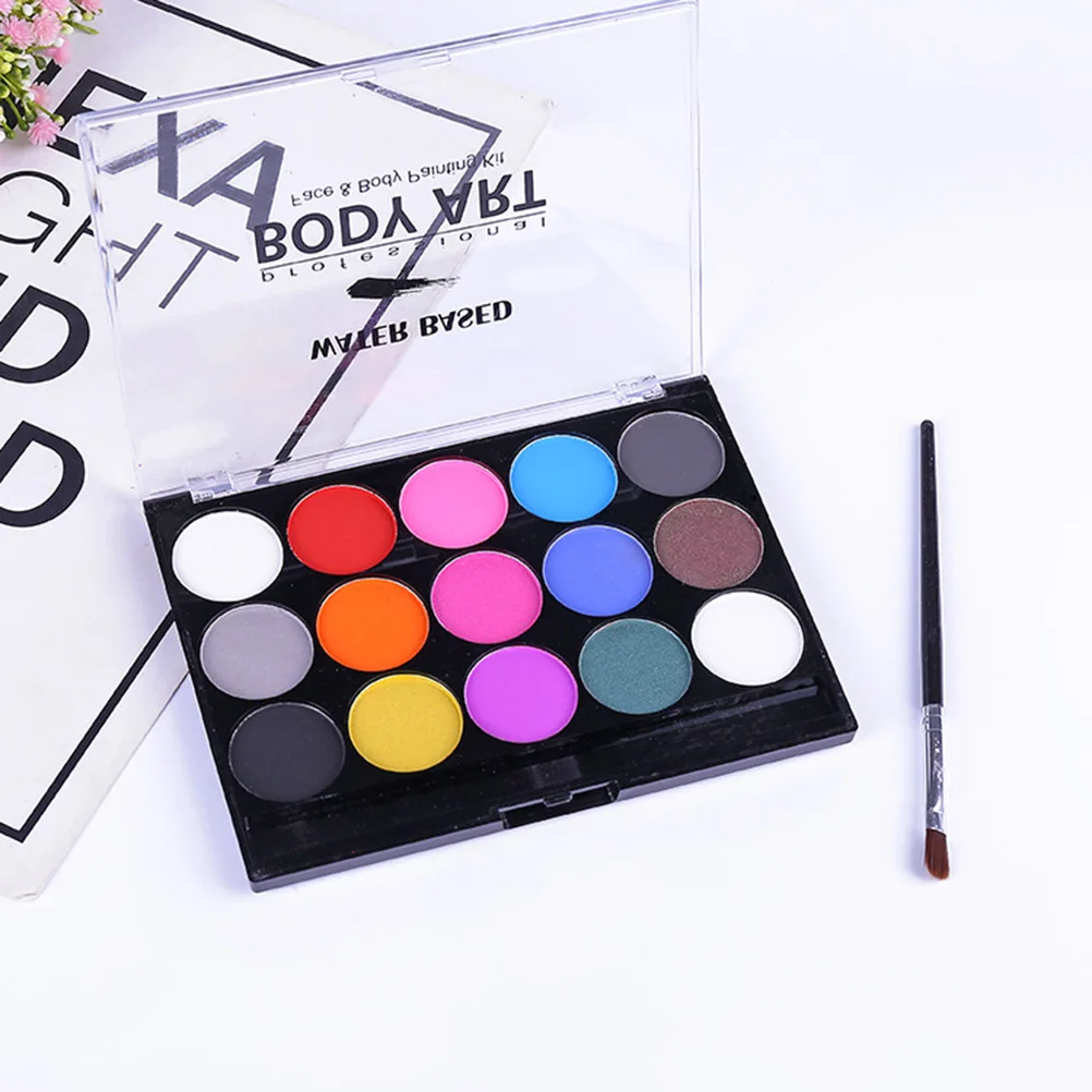 

15 Colors Water Soluble Pigment Safe Body Painting Kit Solid Watercolor Pigment for Adults (With Painting Brush)