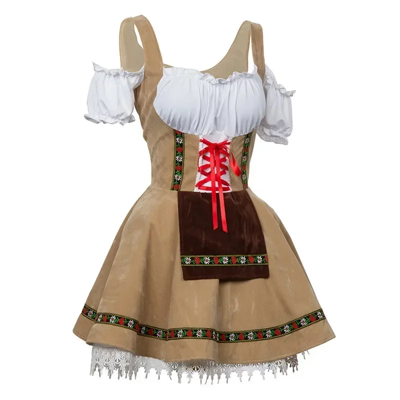 Disfraz de Oktoberfest de Halloween para mujer, traje de cerveza bávara alemana tradicional, vestido de fantasía para fiesta de Festival de Carnaval