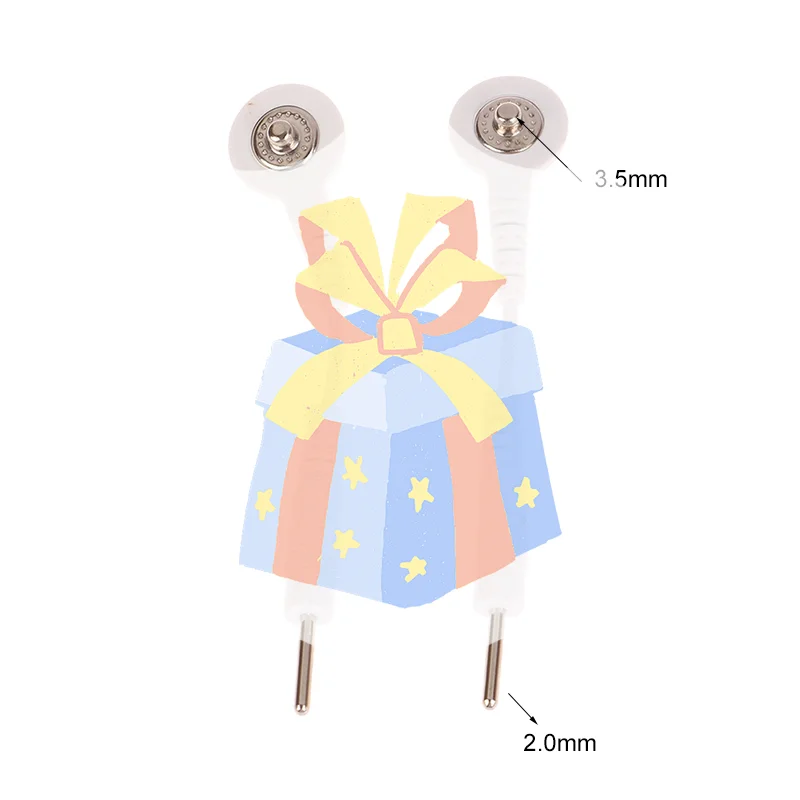 

2PCS Electrode Lead Wire Connecting Cables Plug 2.0mm Snap 3.5mm Male connector cable Use For Tens/EMS Massage Machine Device