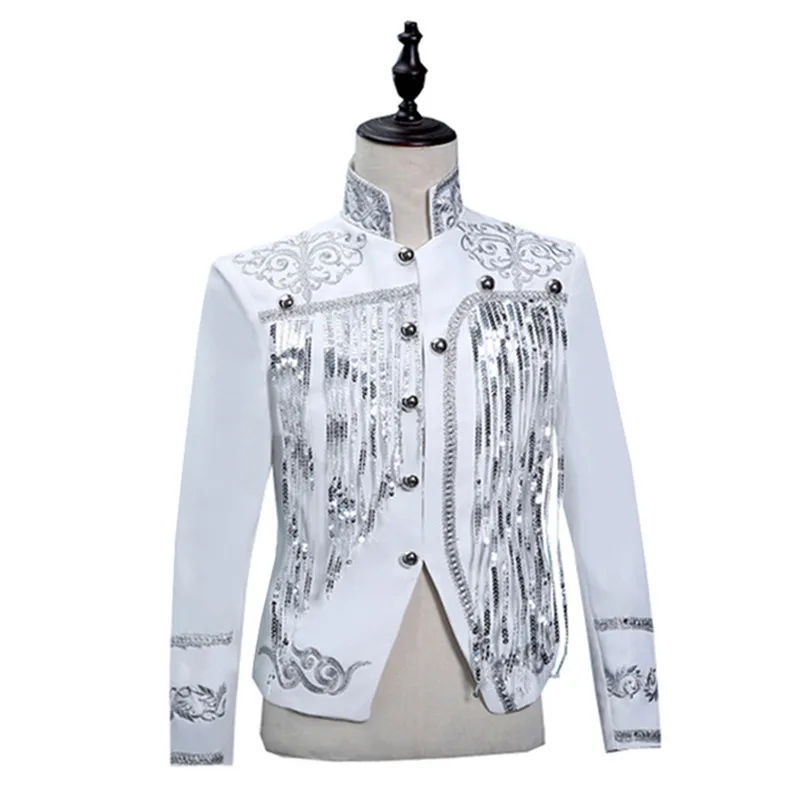 

Золотая, черная мужская куртка с кисточками и блестками, пальто для бара, мужская певица, сценический хор, командный костюм, костюм на Хэллоуин, ночной клуб