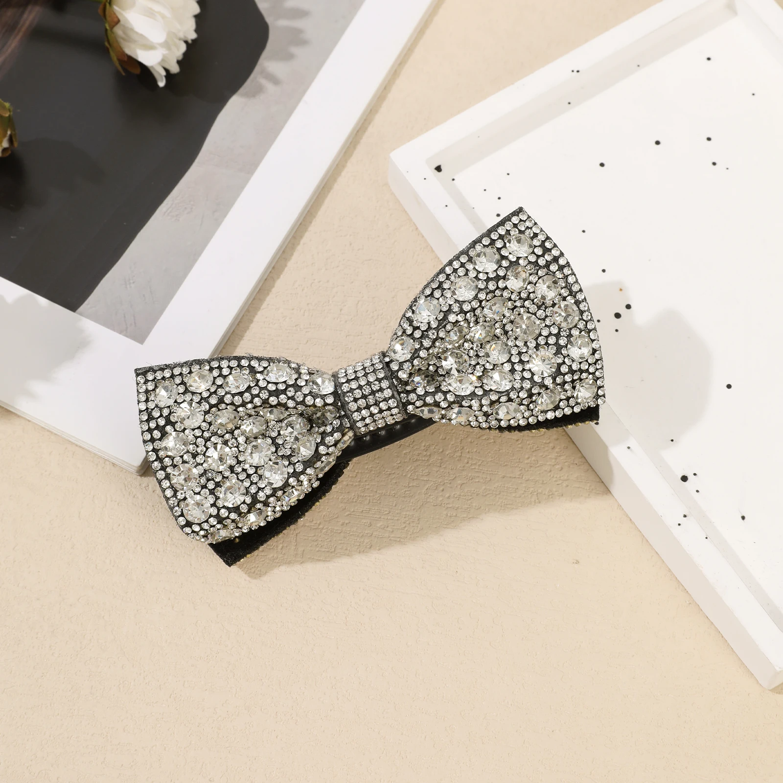 AWAYTR طويل القوس عقدة الموز كليب باريت موضة جديدة مقاطع الشعر للنساء حجر الراين المهر إكسسوارات الشعر القيثارة نانا كليب