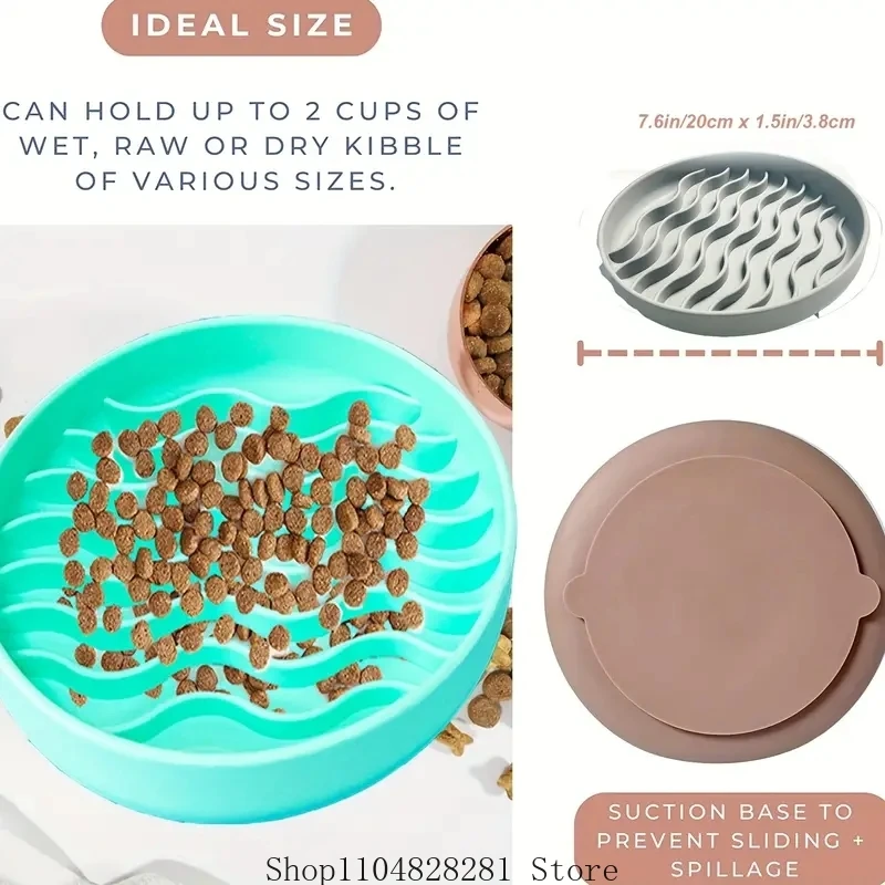 تغذية بطيئة الكلب تغذية حصيرة سيليكون مكافحة الاختناق جولة الحيوانات الأليفة لعق حصيرة مع شفط كوب قابل للغسل القط تحديد الموقع القلق الإغاثة
