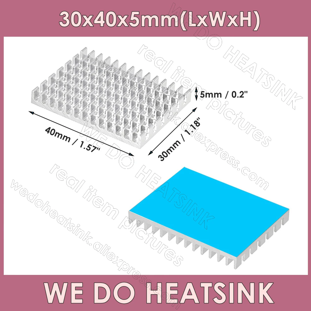 Aluminum Heatsink 30x40x5mm / 1.18x1.57x0.2\