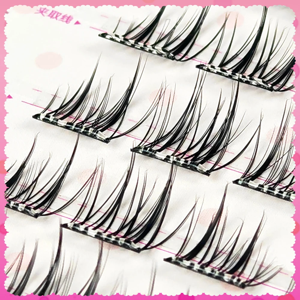 イエリックス 10列 セルフ接着まつげ 韓国風ひまわりまつげ ナチュラル グルーフリーつけまつげ クラスタ DIYまつげエクステ メイクアップ