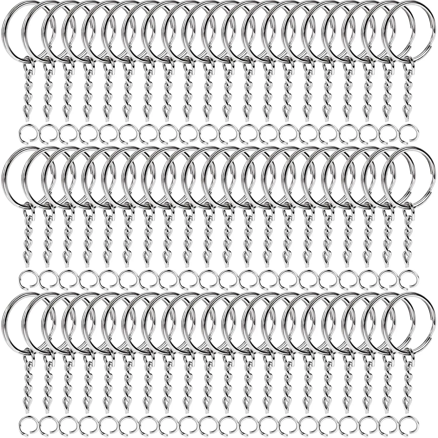 Silver Plated Metal Blank Keyring Keychain Split Ring Keyfob Key Holder Rings Jewelry DIY Findings Making Key Chains Accessories