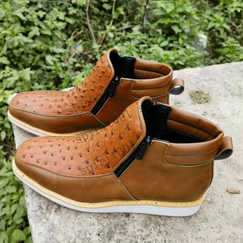 New European And American Medieval Viking Renaissance Square Toe Side Zipper Pattern Large Size Men Casual Short Boots - view 3