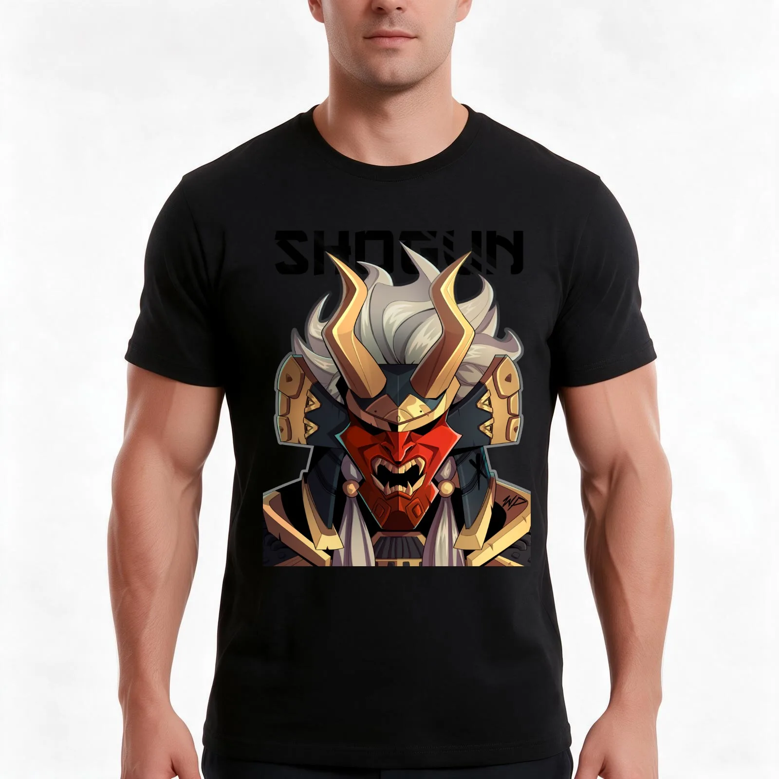 Shogun T-Shirt, Summer Casual Cotton Tee, Oversized Streetwear Tops, Vintage Graphic Print, Loose Fit Short Sleeve, 100% Cotton