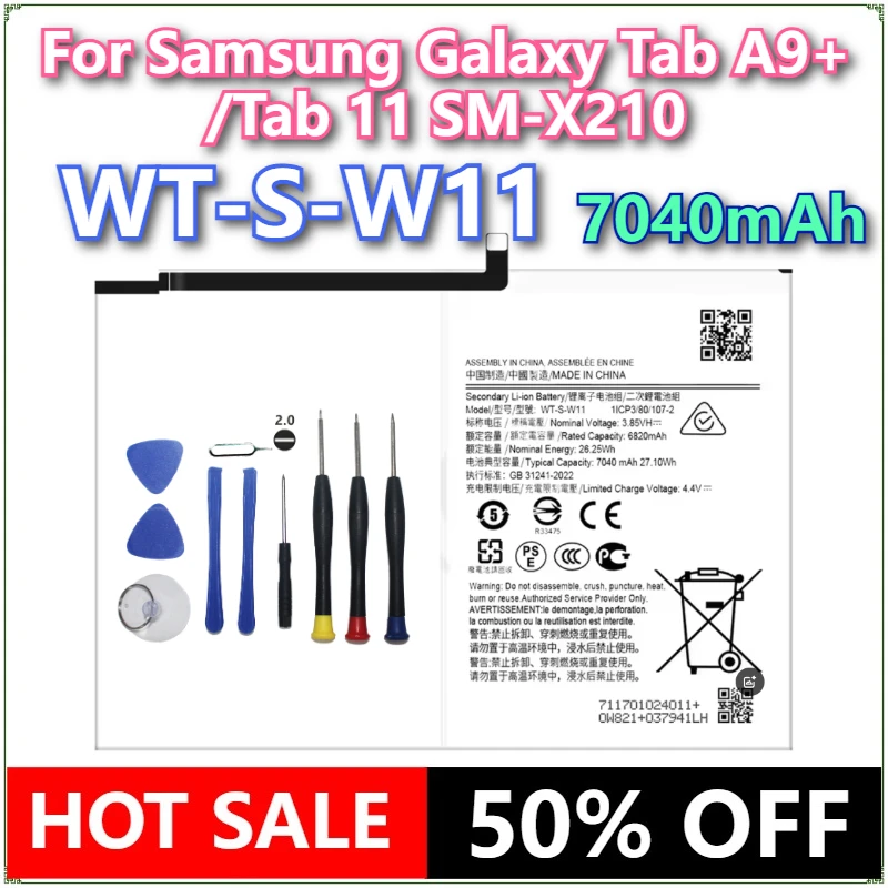 

Совершенно новый сменный аккумулятор WT-S-W11 7040 мАч для Samsung Galaxy Tab A9 +/Tab 11 SM-X210, аккумуляторы для планшетов + инструменты