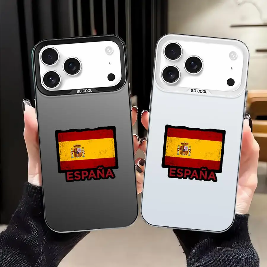 حافظة لهاتف آيفون 16e 13 14 16 17 Pro Max 12 11 17Air 15 Plus XR XS غطاء هاتف خلفي علم إسباني وطني #1
