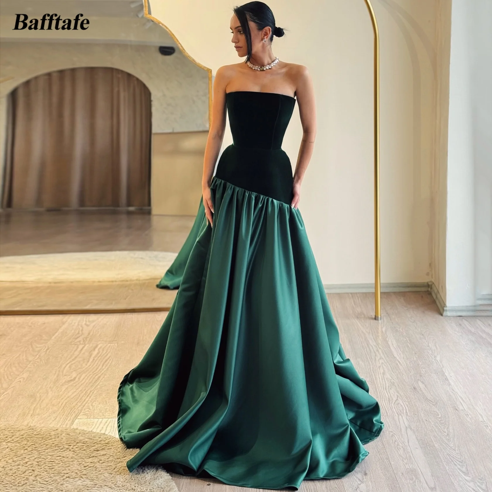 

Bafftafe зеленые атласные велюровые вечерние платья по индивидуальному заказу без бретелек женские вечерние платья для выпускного вечера платье для особых вечеринок и дня рождения