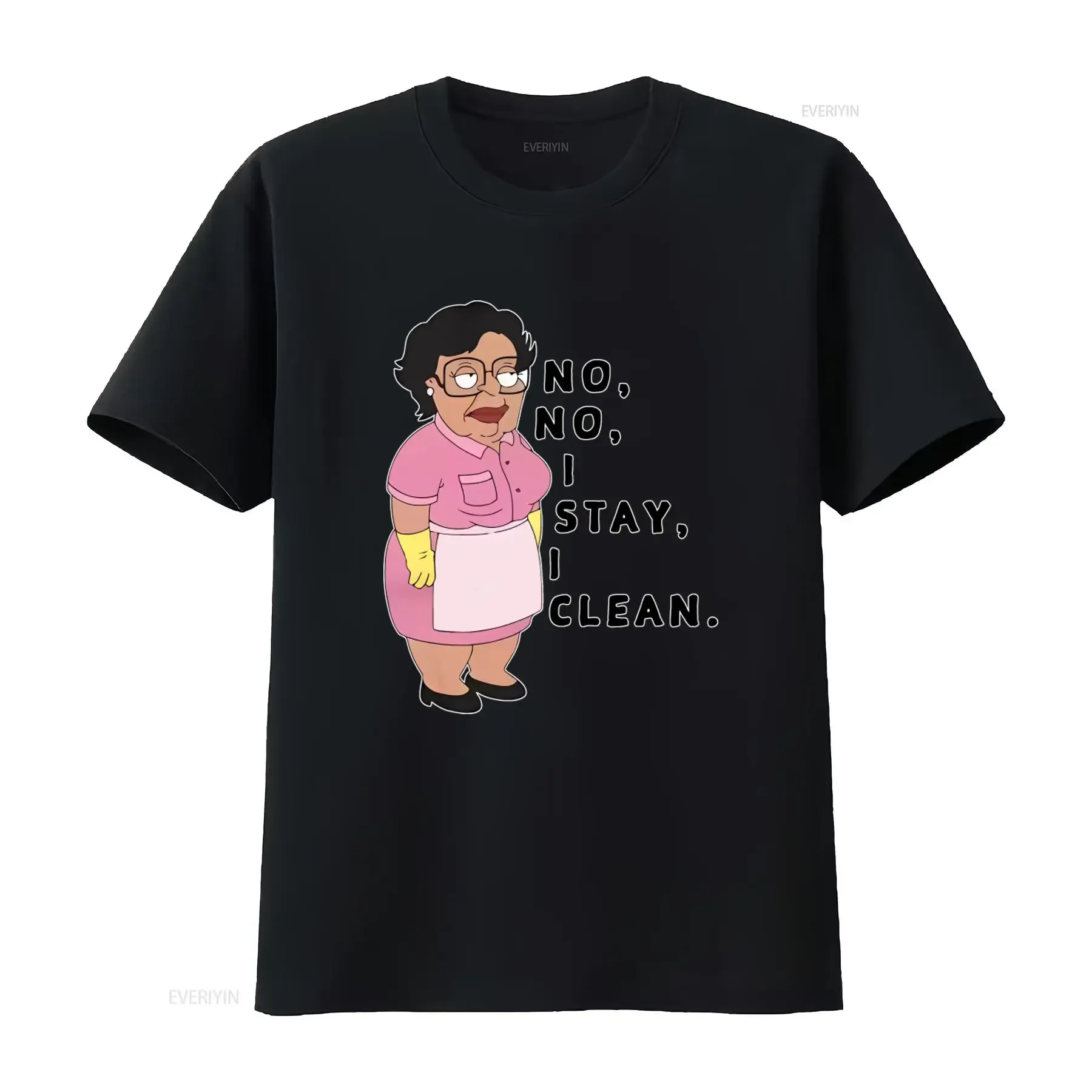 Consuela No I Stay Clean Maid Character T Shirt for Women Fashion Casual  vintage Washed Stretched Stylish Versatile