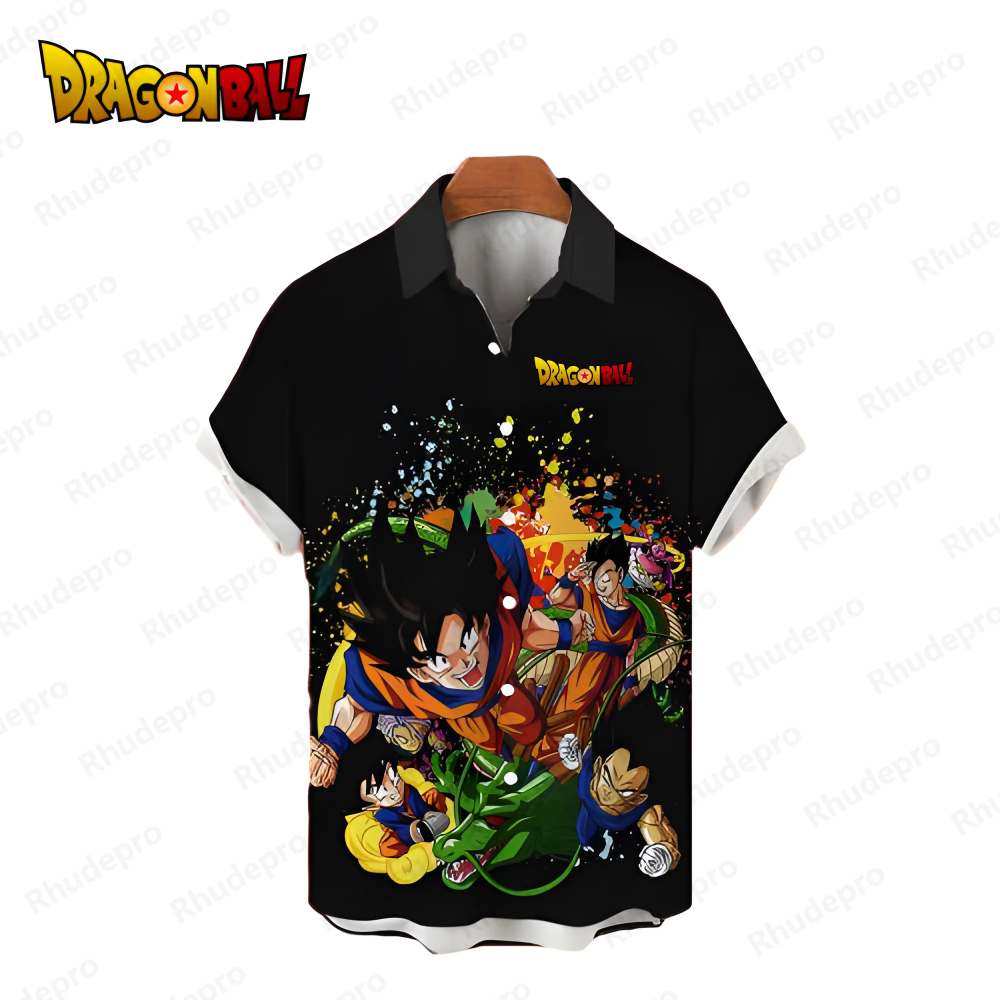 Dragon Ball Z Herren hemden Vegeta Beach Style Harajuku Herren Social Shirt Sommer Bluse Tops Kurzarm Mode Y2k Anime