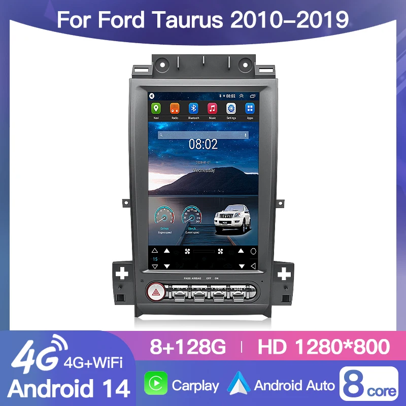 Android 14 Tesla Screen Car Radio Carplay Stereo Multimedia Player  For Ford Taurus 2010-2019 GPS Navigation RDS WIFI BT 4G DSP