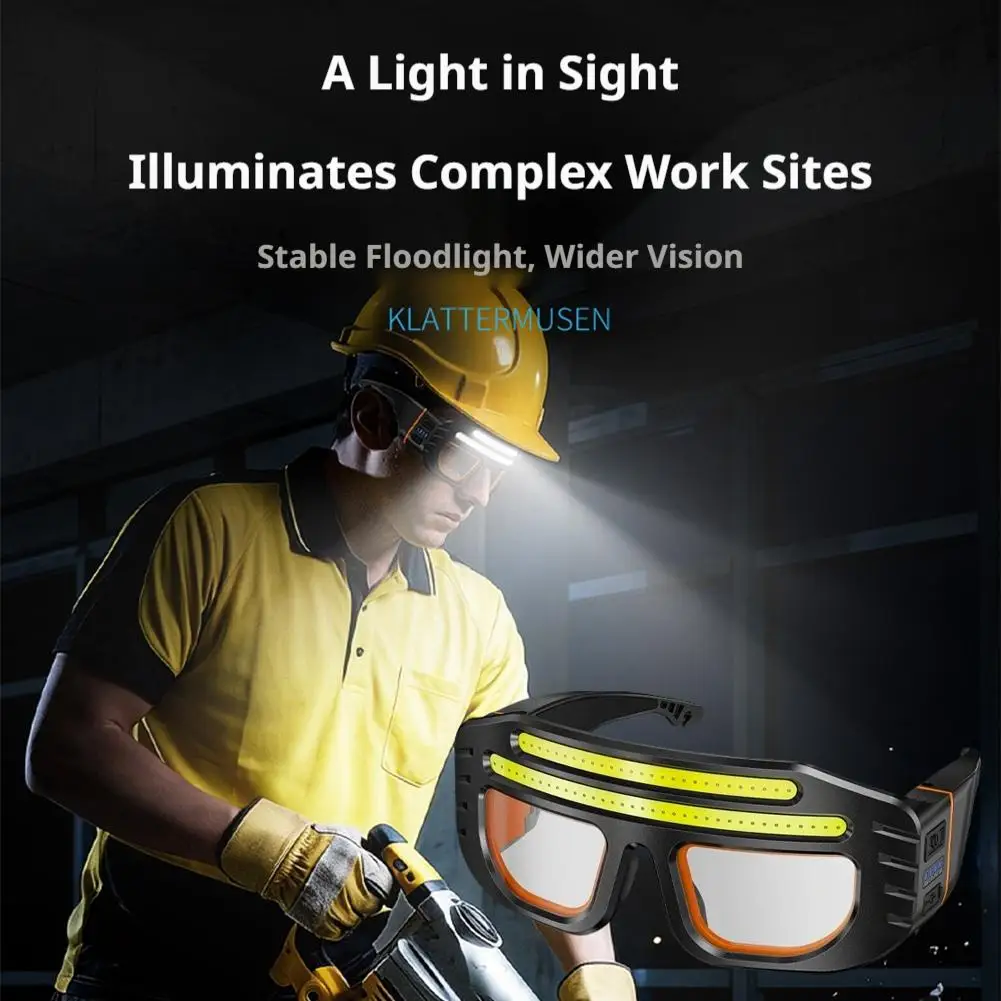 Rechargeable LED Glasses Headlight Glasses 3 Modes High Low Beam Emergency Strobe USB C Glasses For Running Camping Cycling