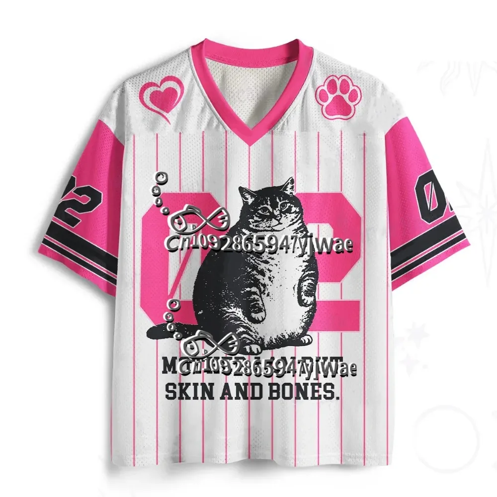 Punk-Stil Lustige Katzen 3D-Druck Sport Schnelltrocknend Atmungsaktiv Herren V-Ausschnitt Übergrößen T-Shirt Outdoor Street Casual Y2K Eltern-Kind-Kleidung – Detail 5