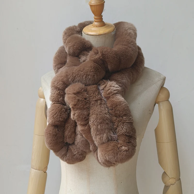 

Women Winter Real Rex Rabbit Fur Scarf Warm Soft Smooth Genuine Fur Scarves Multi Color Female Natural Fur Neck Warmer