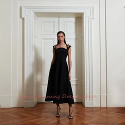 Beaded Square-Neckline Pleats A-Line Simple Sleeveless Ankle-Length Saudi Arab Evening Elegant Party dresses for women 2024