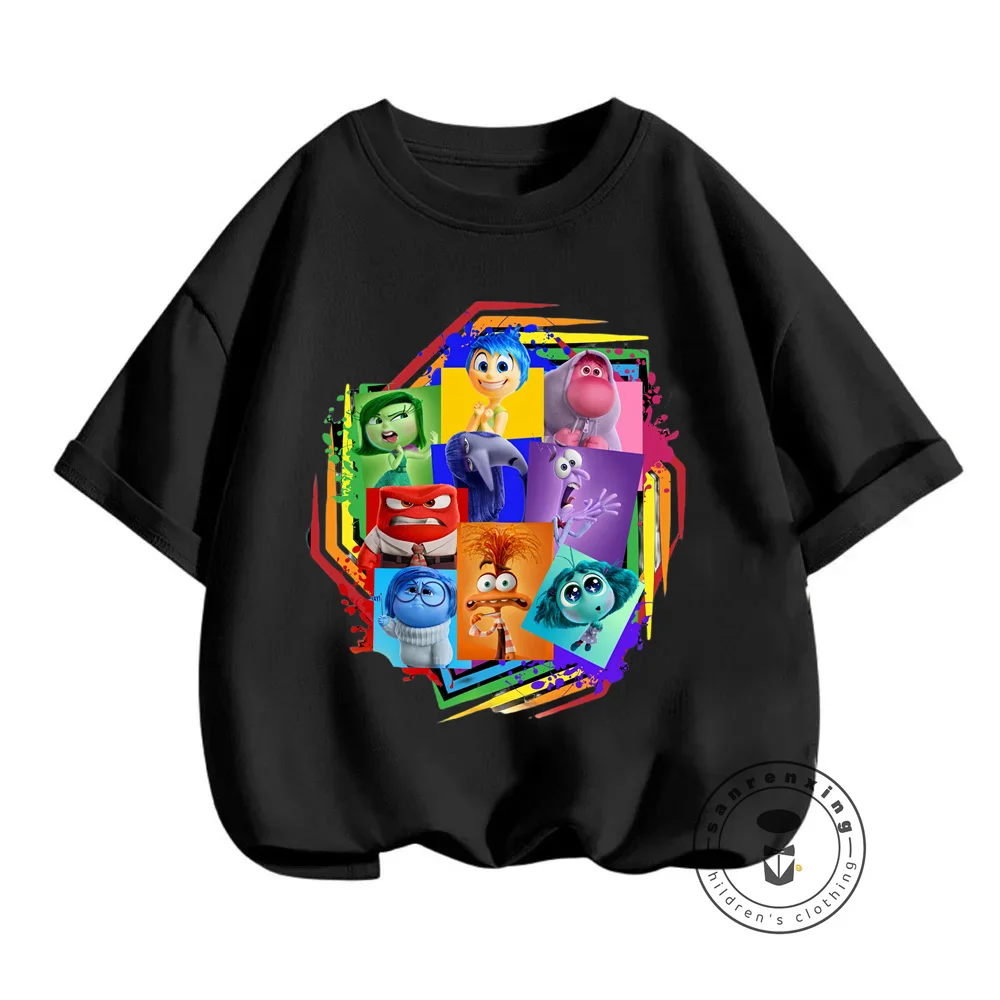 Cute Creative Disney's Inside Out T-Shirts for 2024 Enjoy Summer with Interesting Print Designs on Soft O-Neck Apparel for Kids