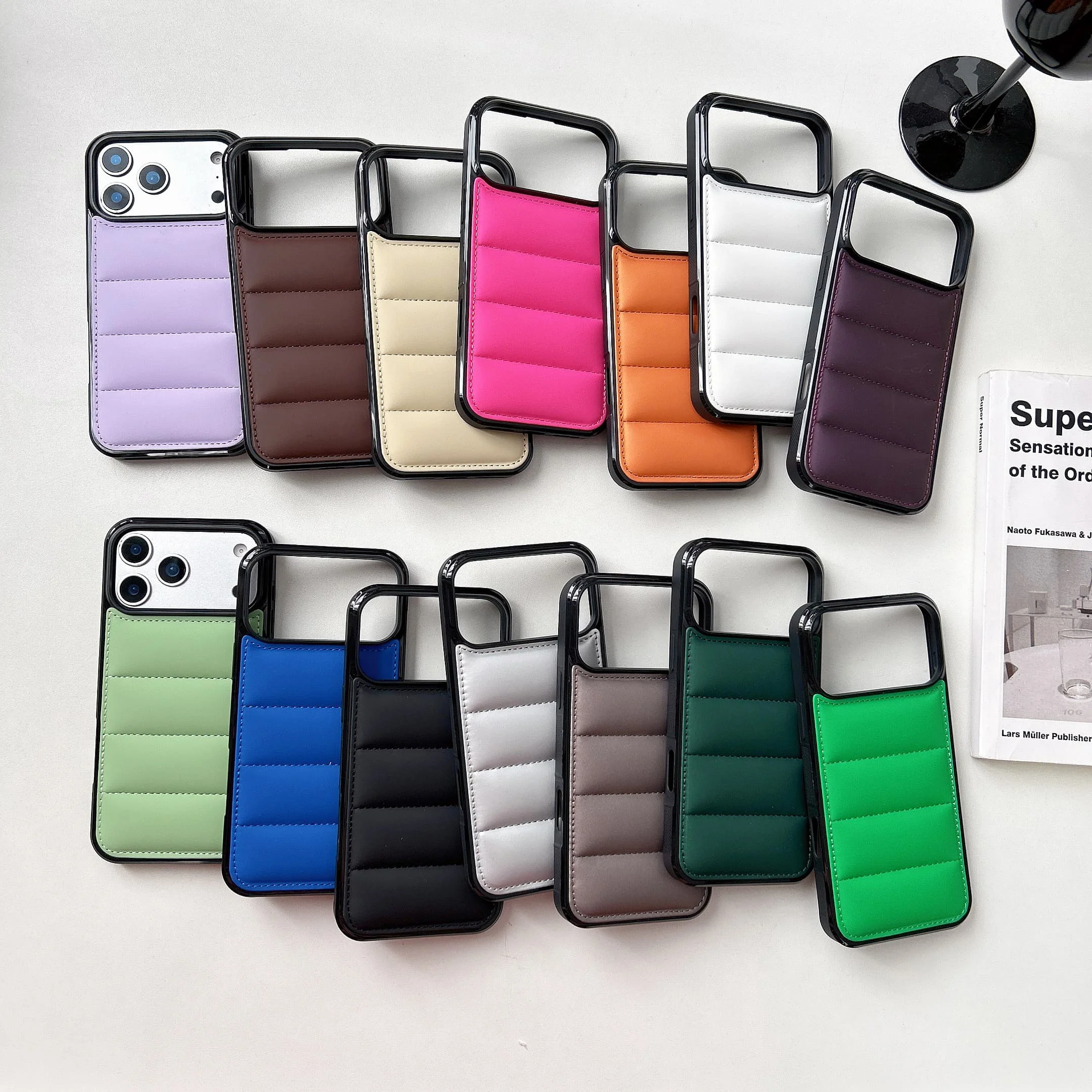 Funda de teléfono dura 3D the Puffer para iPhone Air 17 16 15 14 13 Pro Max chaquetas de invierno tacto suave relleno de algodón