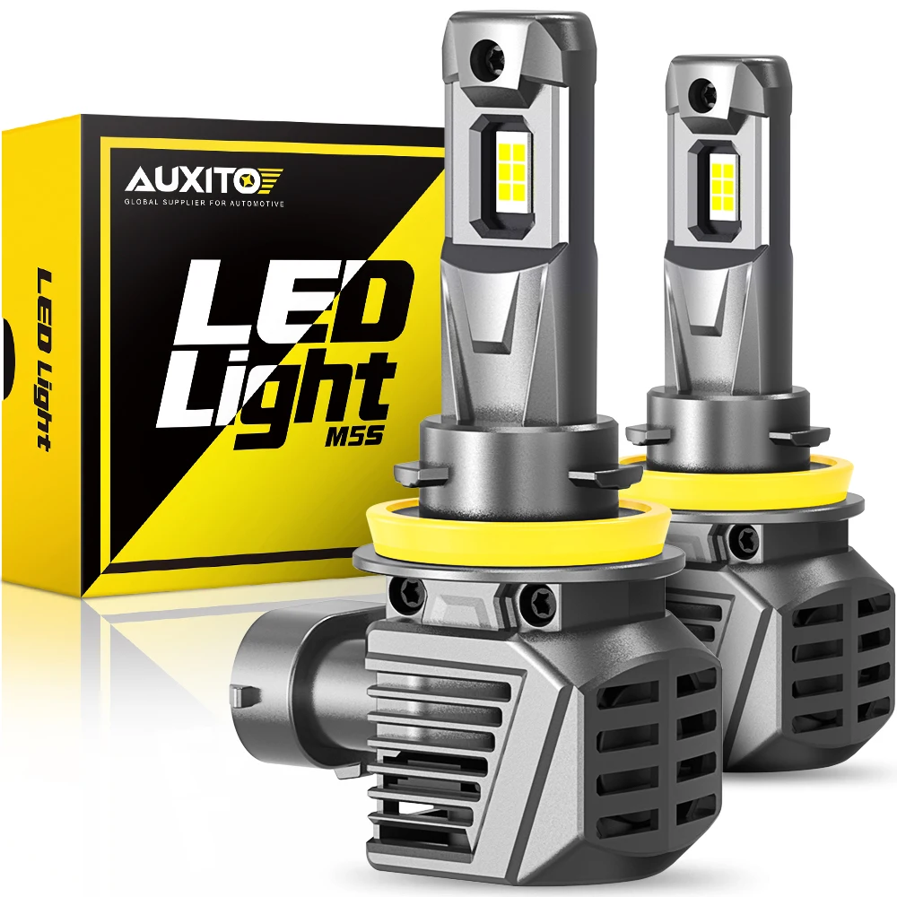 AUXITO 2szt 22000LM Turbo H8 H11 LED Reflektor 120W Super Bright 6500K Canbus 9005 HB3 9012 HIR2 Żarówka LED reflektora 12V 7035 CSP