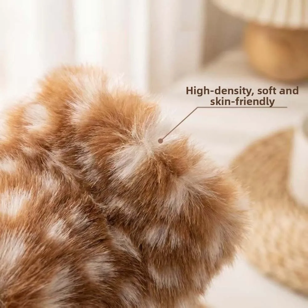 Thickened Fingerless Furry Gloves Fleece Lined Elastic Cuff Faux Fur Handwarmer Fluffy Texture Skin Friendly Half Finger Mittens