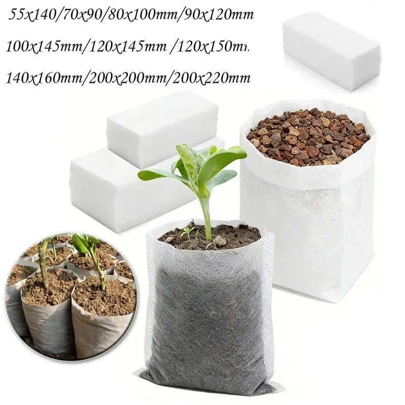 100-50Pcs Biodegradable Nursery Bag Plant Grow Bags Non-woven Fabric Seede To Sow Flower Pots For Home Garden Accessories Tools