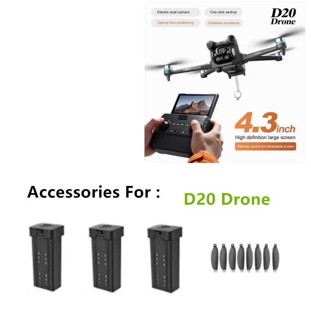 Pièces de drone D20, batterie de drone D20 3.7V 1200mAh / Hélice / Utilisation pour le remplacement du drone D20 ﻿