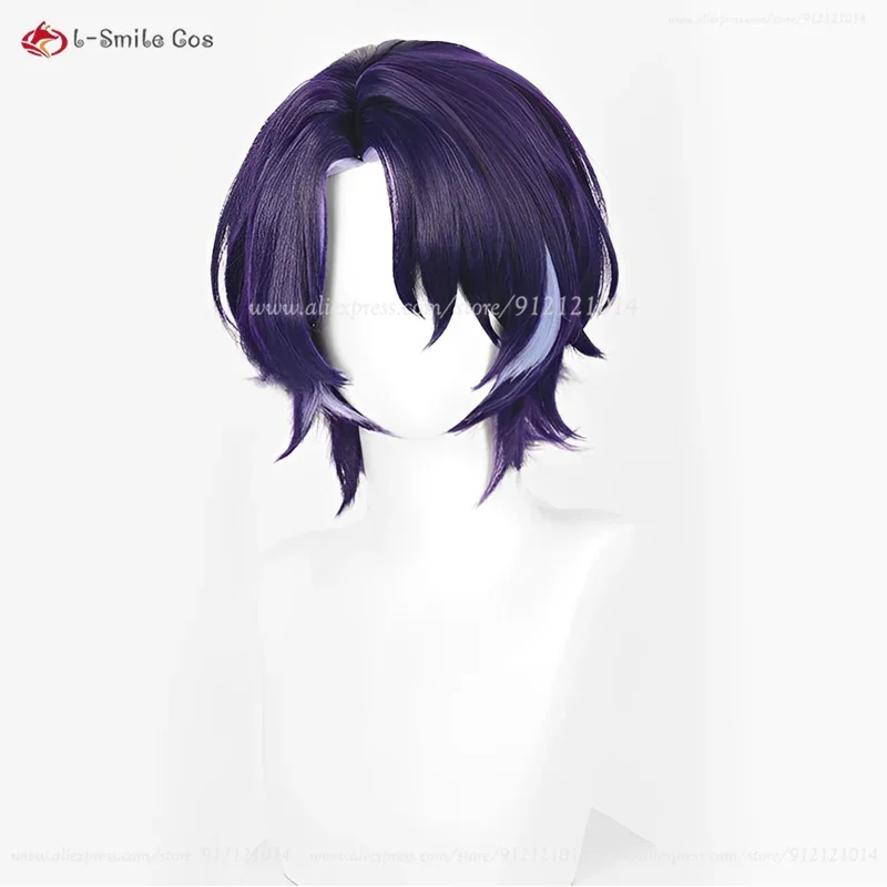 CyHSR دكتور. نسبة شعر مستعار تأثيري نسبة الدكتور 33 سنتيمتر قصيرة الأرجواني يسلط الضوء على الباروكات مقاومة للحرارة الاصطناعية الشعر حفلة أنيمي الباروكات + غطاء شعر مستعار #2