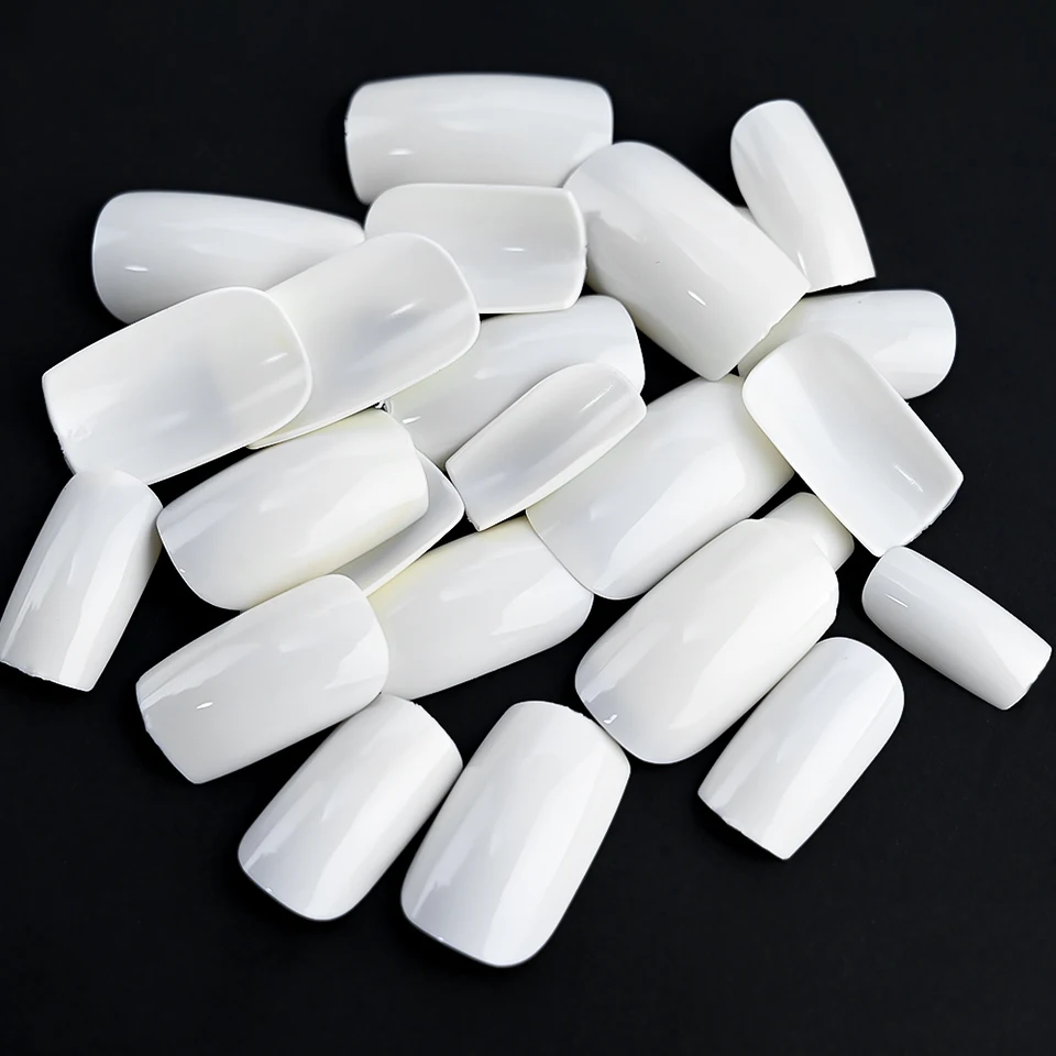 100pcs uñas postizas blancas/rosas, cortas redondas cuadradas, de cobertura total, acrílicas suaves reutilizables 4