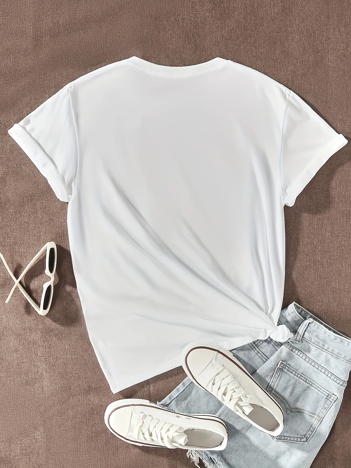 Orange Print Crew Neck T-shirt Short Sleeve Casual Top For Summer & Spring Women's Clothing  harajuku  women clothes