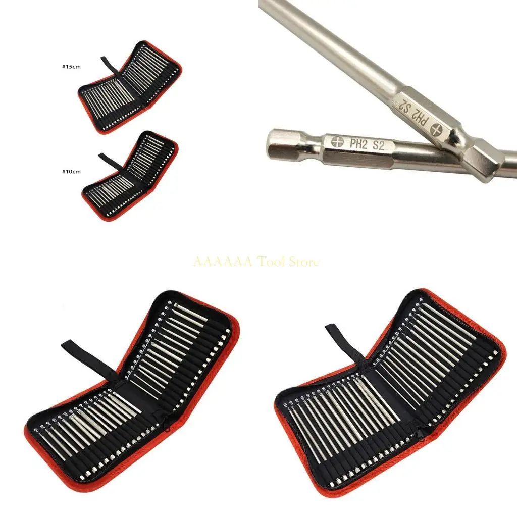 

A2BE 30 Pcs Screwdriver Bit Set Security Bit Set Long Screwdriver Bits Slotted for Cross Square Torx Bits with