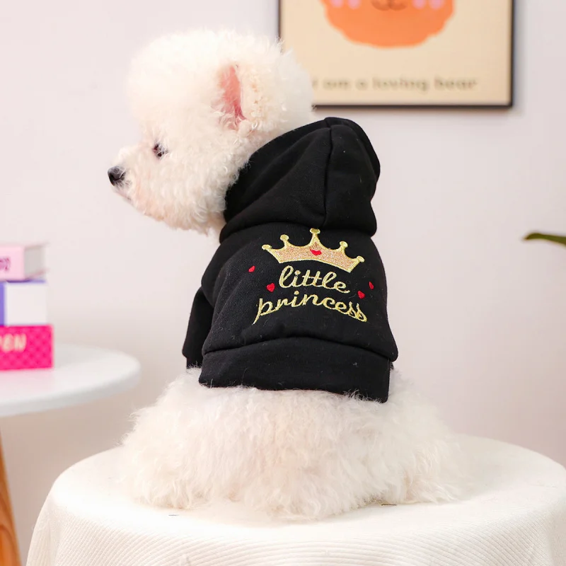 

Autumn Winter Pet Dog Cat Hoodie Heart Little Princess Sweatshirt, Cute Puppy Kitty Cozy Casual Holiday Outfit Clothing