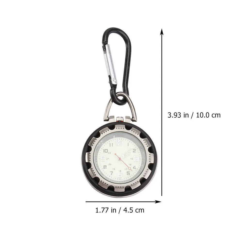 Fluorescent Hanging Fob Watch for Mountaineering Large Dial Luminous Quartz Movement Easy Clip on Belt Loop Backpack Pocket