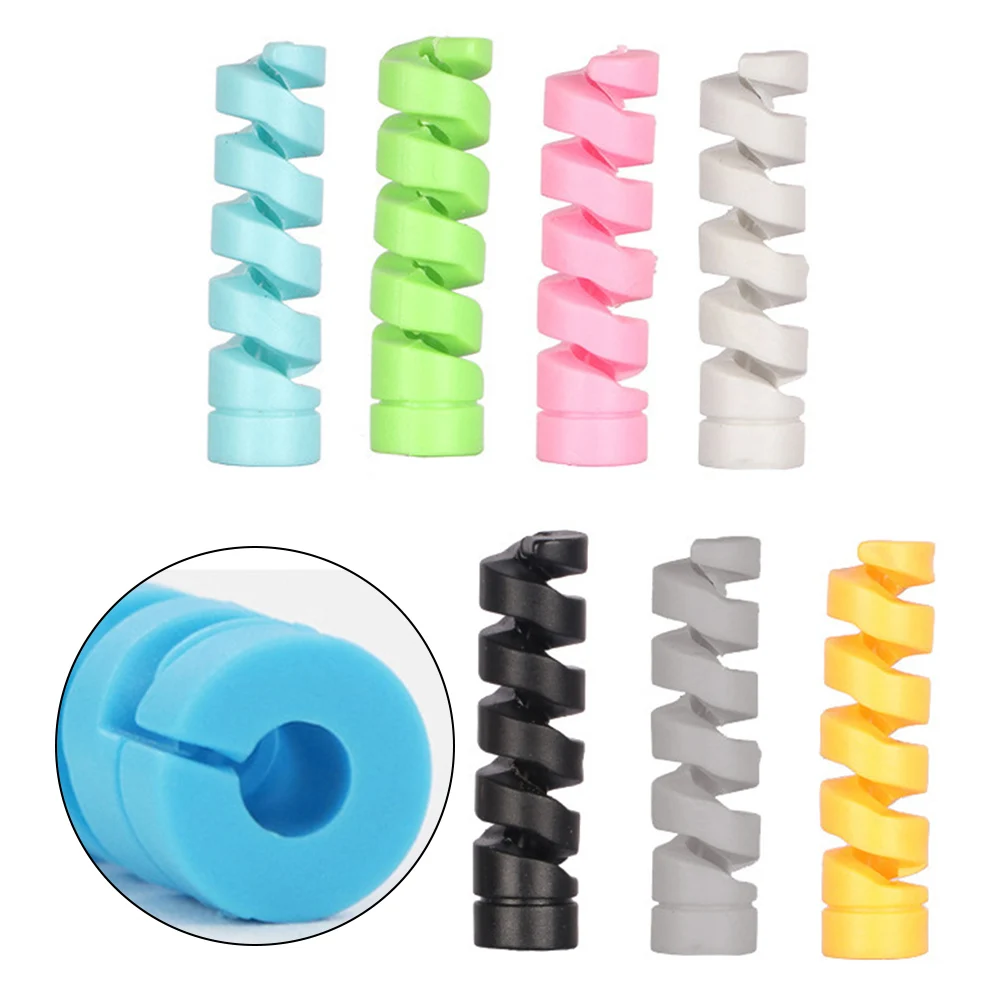 Charging Data Cable Protector Flexible Spiral Silicone Cable Protector Winder Accessories Cord Protective Tube Cable Organizer