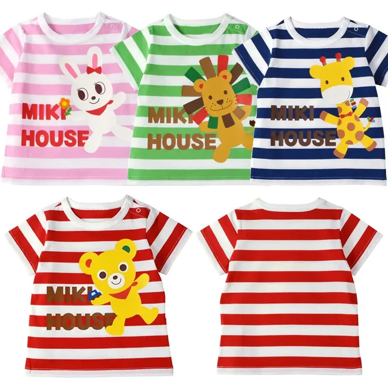 Children's Short-Sleeved 2022 Summer Japanese Boys And Girls Cartoon Good Friends Animal Print Short-Sleeved T-Shirt Top