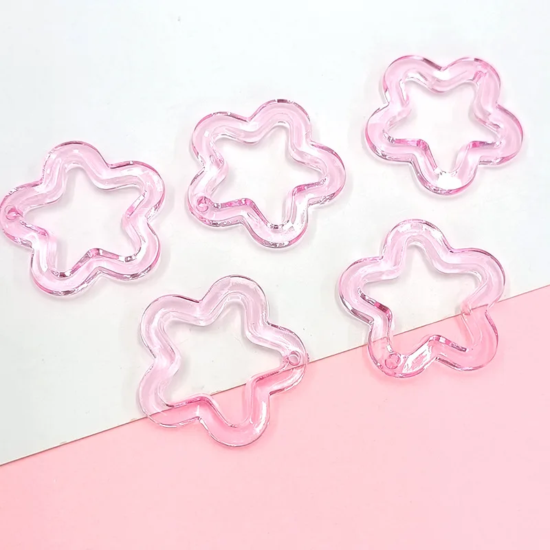 10/20Pcs 30mm Acrylic Transparent Star Pendant Loose Spacer Beads for DIY Jewelry Bracelet Earring Necklace Making Accessories
