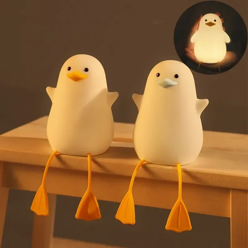 

Duck LED Night Lamp Cute Silicone Lamp Rechargeable USB Sensor Timing Bedside Lamp For Bedroom Kids Gift Sleeping light Bedroom