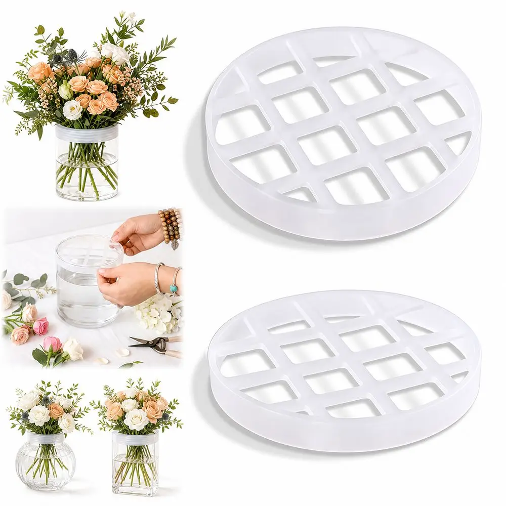 1/2Pcs Silicone Silicone Flower Arranging Grid Washable Flexible Reusable Flower Arranger Translucent Stretchable Structure