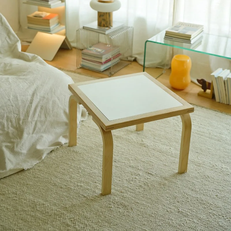 Medieval style coffee table side corner few Bauhaus foldable designer small square table creative solid wood ins style