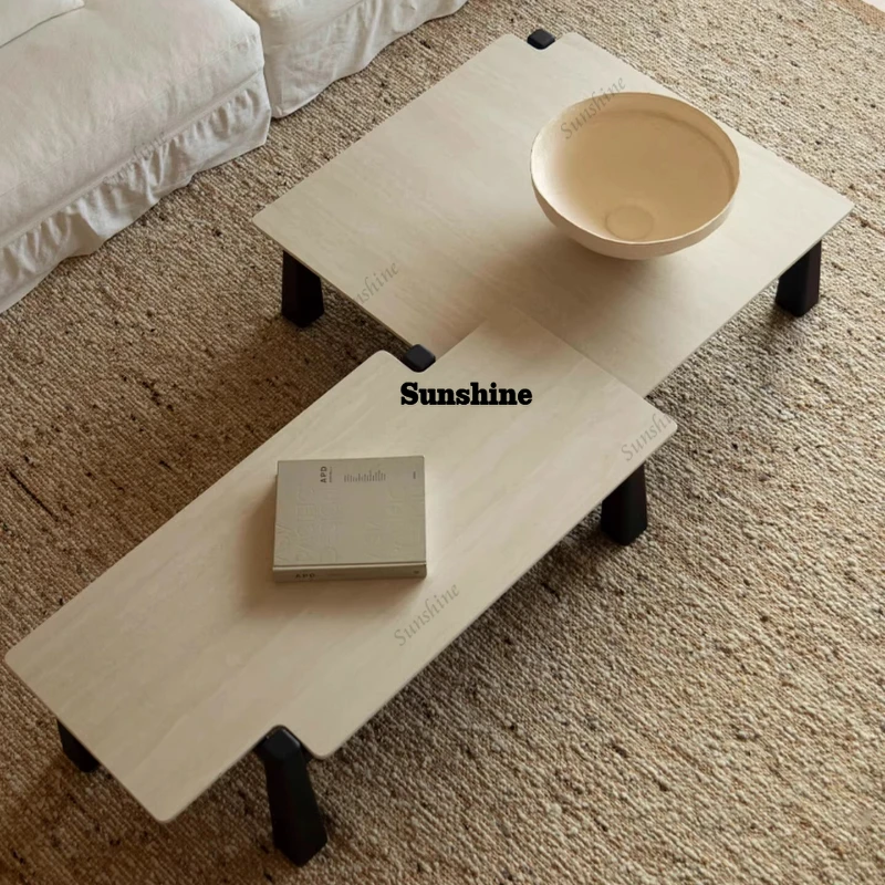 

Wabi Sansi retro solid wood rock slab coffee table, living room coffee table