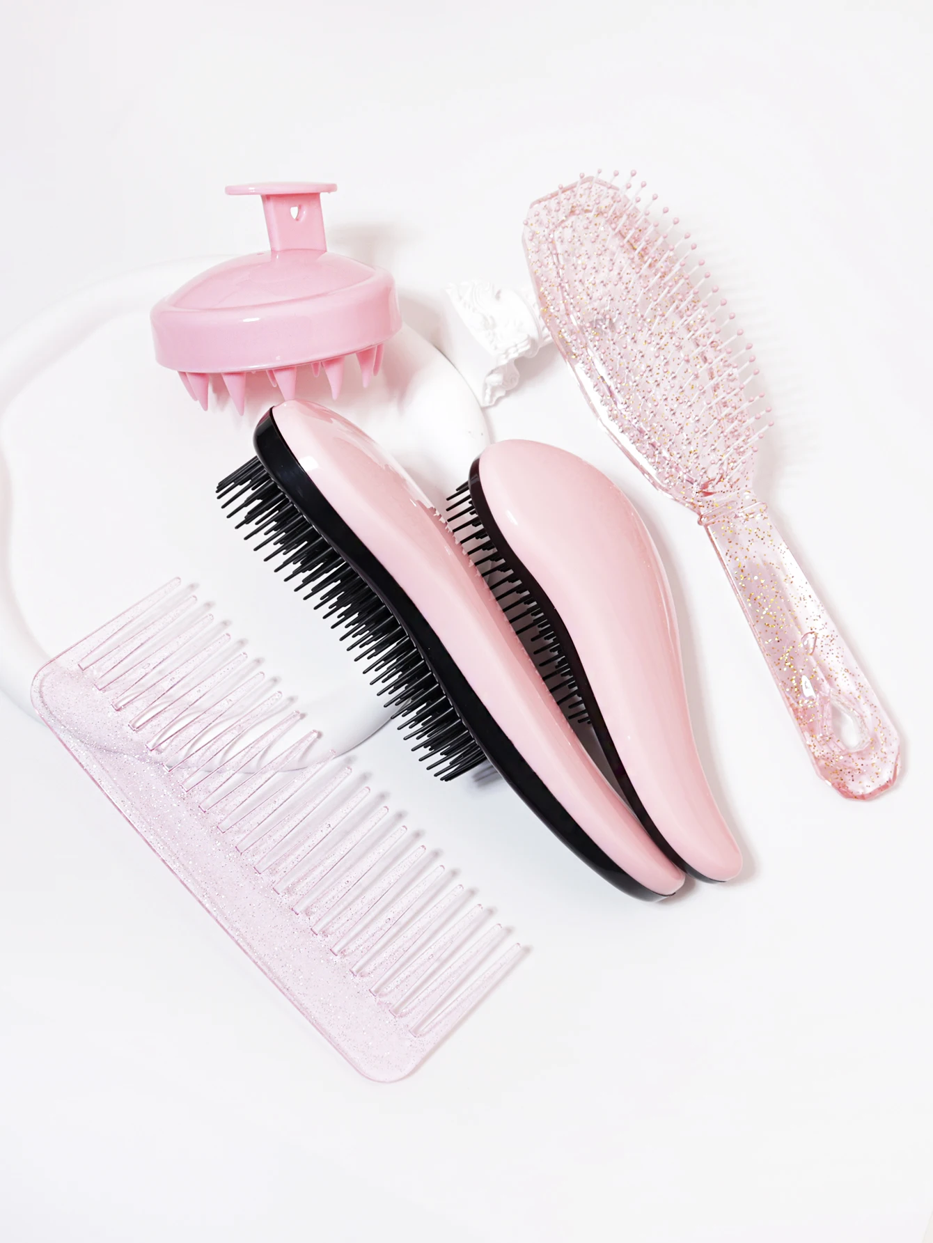 

Набор массажных расчесок, Массажная щетка, искусственная, детоксикация, спутанные сухие и влажные щетки для волос, 5 шт.