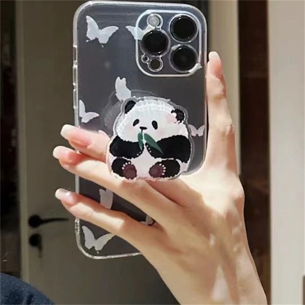 Korea Panda Grip Tok Cute Giant Pandas Finger Holder Griptok Mobile Stand Socket Support For phone Accessories HuaHua FuBao