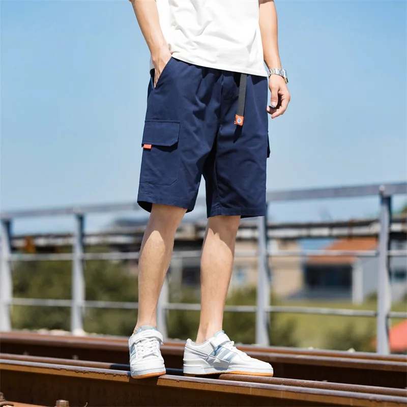 

Loose Men's orts Summer Breathable Pure Color Multi-ket Workwear Trendy Casual orts Youth Vitali Sle Five-Quarter ...