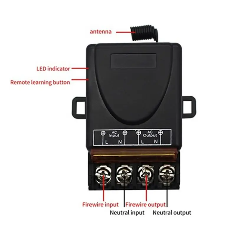 DT21 433MHz Wireless Remote Control Switch 30A 1CH AC 220V RF Relay Receiver + 2 Transmitters for Water Pump Garage Door