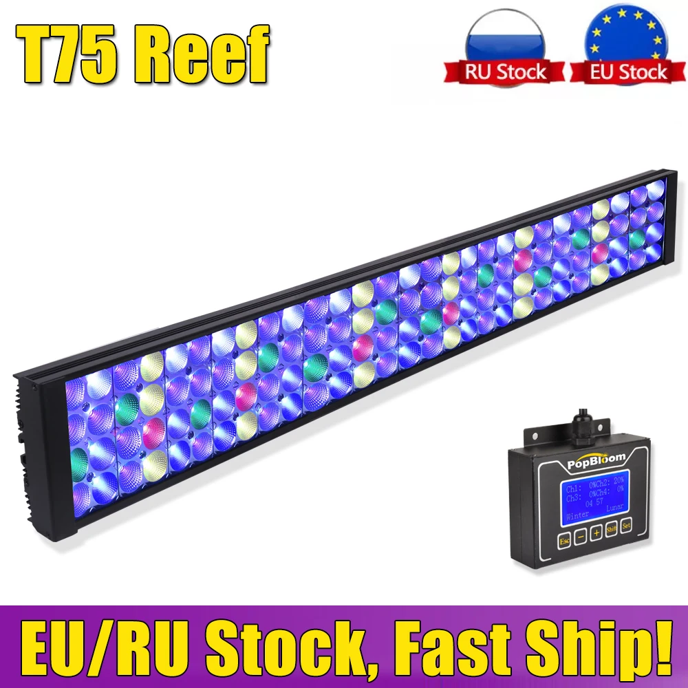 

PopBloom Aquarium Led Lighting For Reef Aquarium Lamp Full Spectrum Led Marine Aquarium For 80-100cm 36" Reef Coral SPS LPS Tank