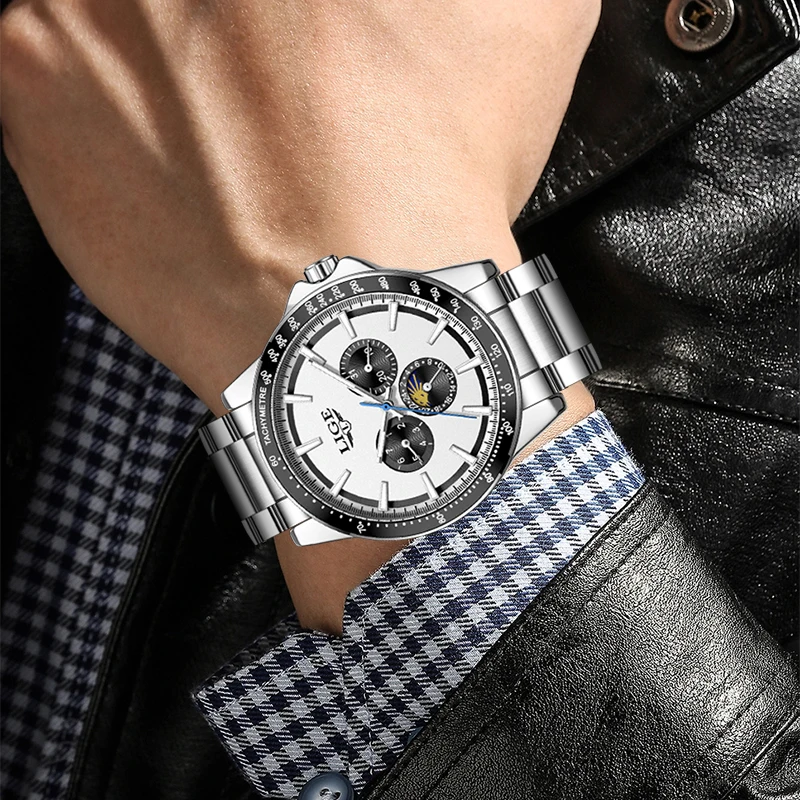 LIGE 2026 ساعات فاخرة جديدة للرجال موضة الأعمال كوارتز ساعات المعصم الرياضية مقاوم للماء مضيئة الصلب ساعة رجالي Reloj Hombre