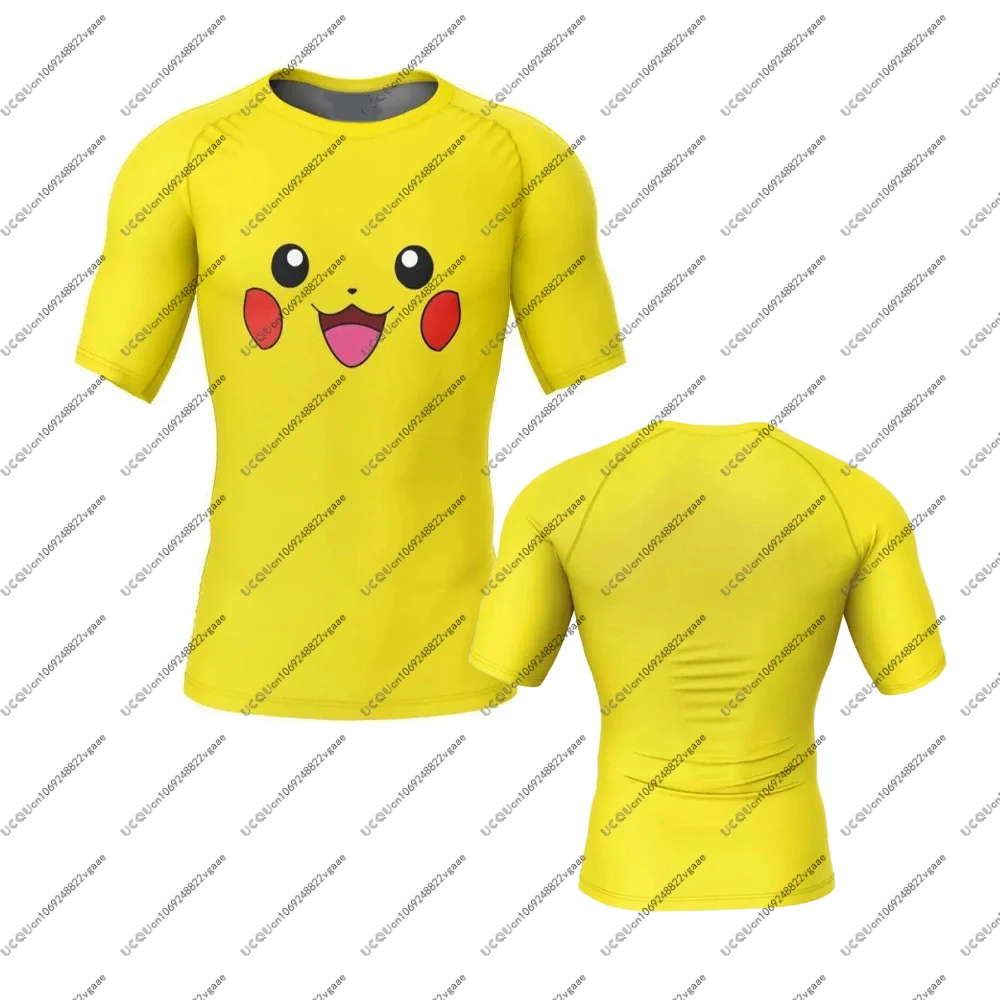 Hombres niños niñas Top P-Pikachu cara erupción guardia masculino brasileño Jiu-jitsu gimnasio Fitness camiseta regalo Y2k Casual deportes camiseta