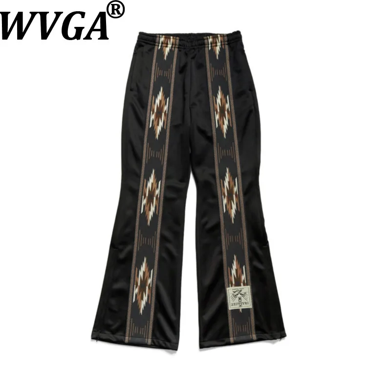 WVGA Autumn New Men Japanese Style Ethnic Embroidered Pattern Elastic Waist Trendy Trousers Niche Casual Flared Pants Ins W28420