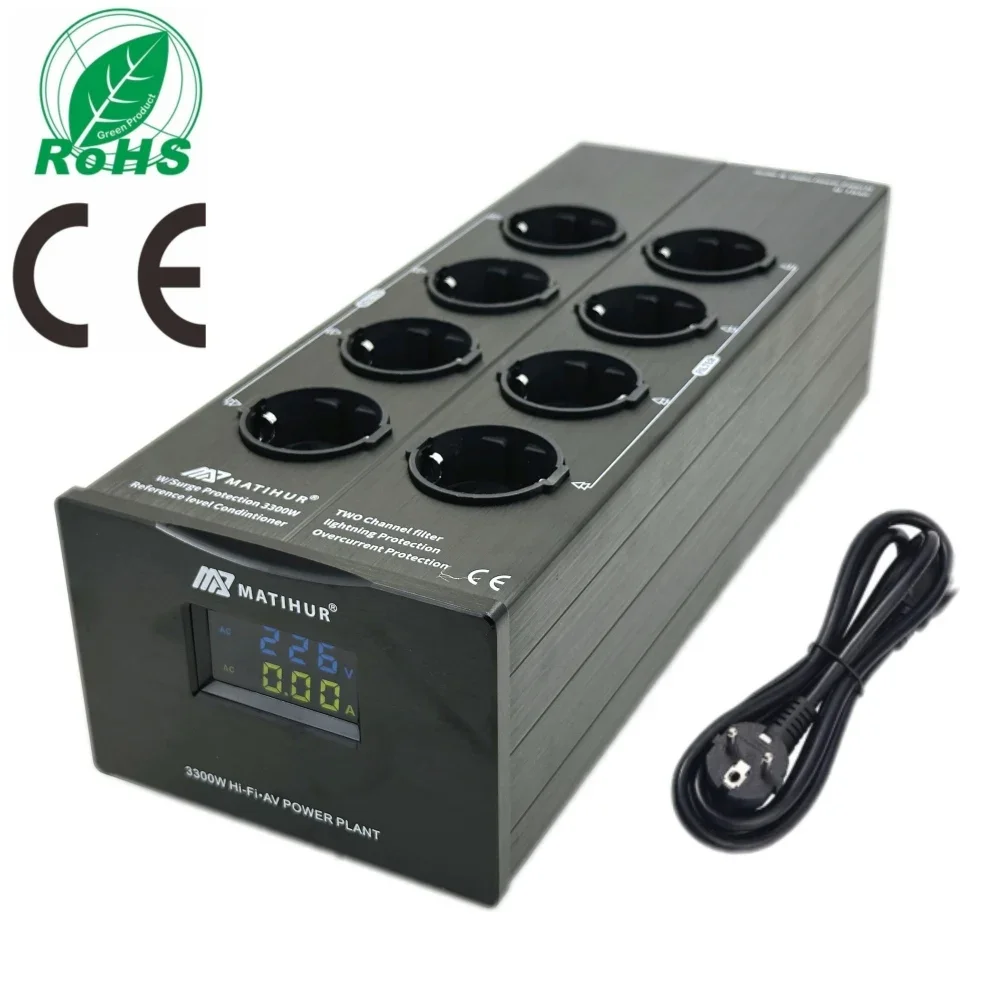 MATIHUR M-TR80 Rumore audio Filtro di alimentazione CA Condizionatore di potenza Purificatore di potenza Protezione contro le sovratensioni con prese EU Multipresa
