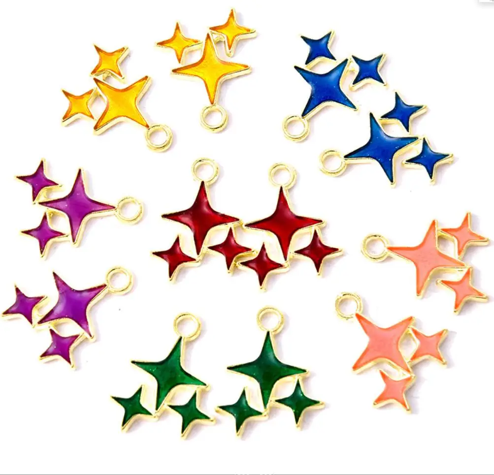 100 Uds 17*14mm 6 colores aleación Metal gota aceite madre niño estrellas encantos KC colgante de oro para DIY pendientes collar joyería F0239